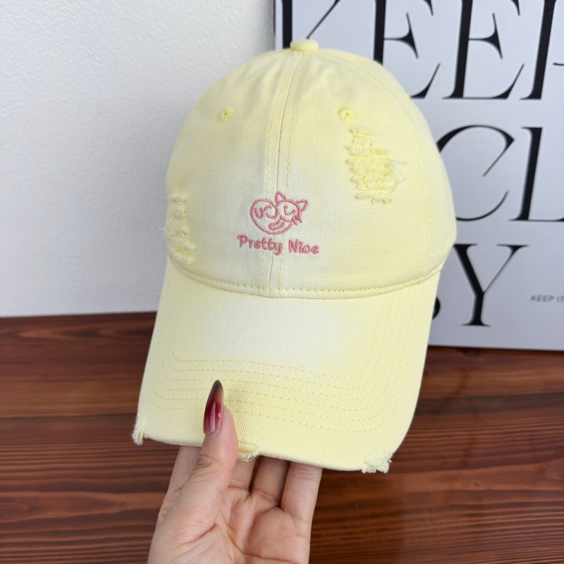 Women's Distressed Casual Embroidered Baseball Cap Bowlift
