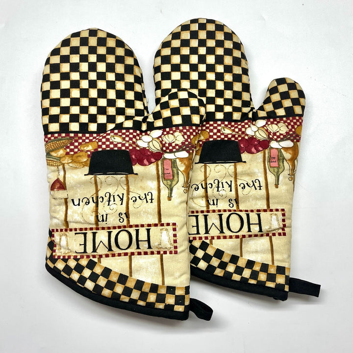 Insulated Double Oven Mitt Pair With Quilted Heat-Resistant Lining And Hanging Loop