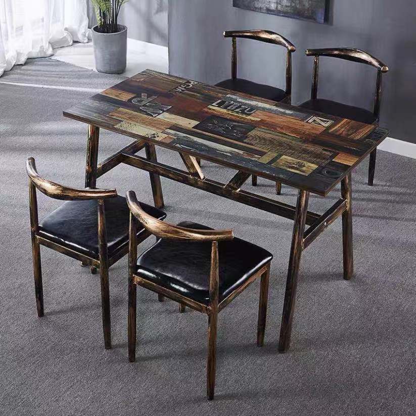 Vintage dining table with custom license plate design Bowlift