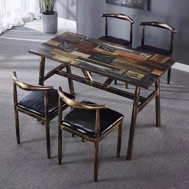 Vintage dining table with custom license plate design Bowlift