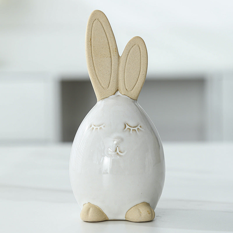 Whimsical Ceramic Bunny Figurine Bowlift
