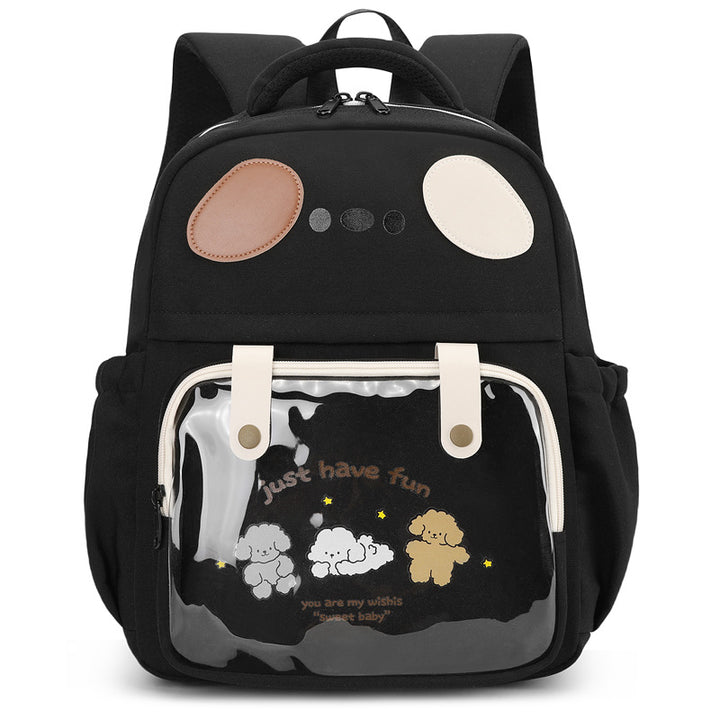 Backpack with Transparent Compartment and Playful Design Bowlift