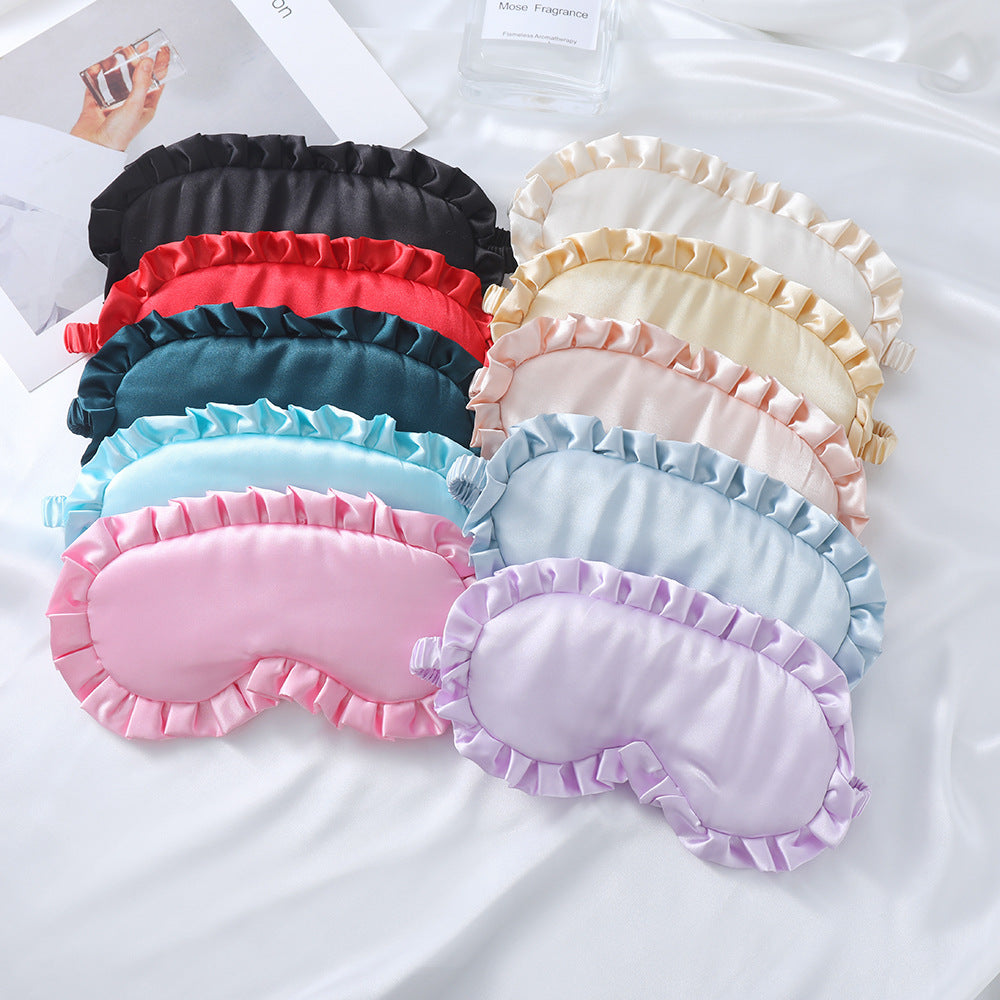 Women's nan satin-gloss eye mask with ergonomic contour, frilled ruffle edge, and gentle padding Bowlift