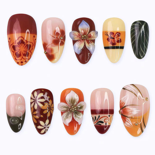 Artistic Floral Press-On Nail Art Set 1790746209