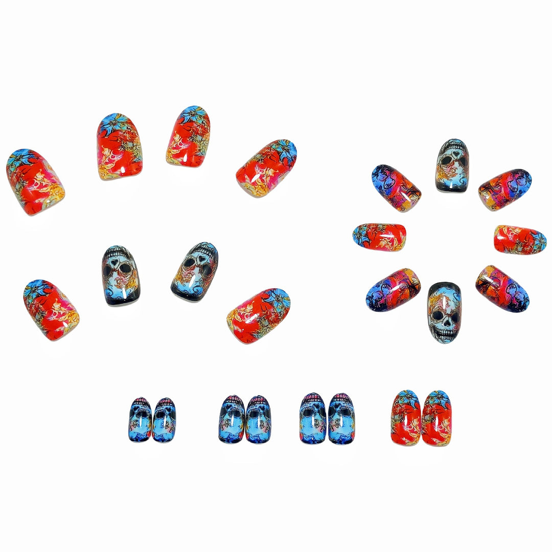 Creative skull and gradient design artificial nails Bowlift