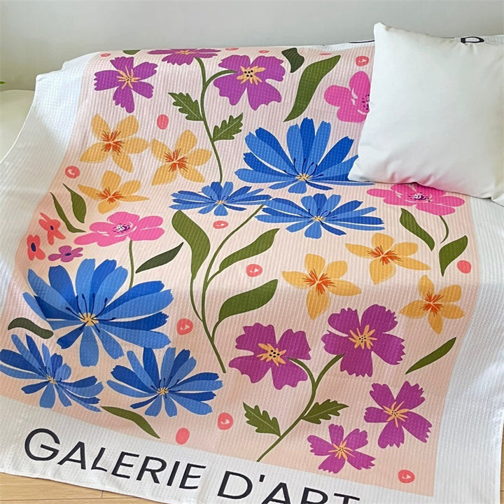Floral Patterned Quilted Throw Blanket