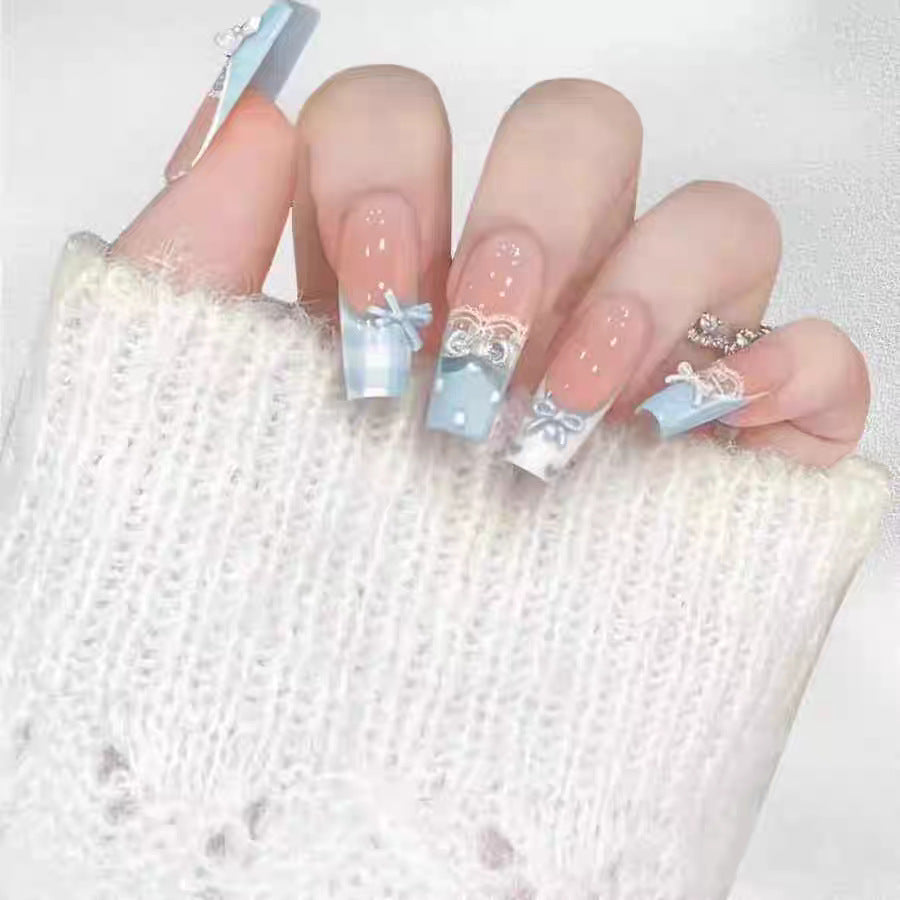 Star-Patterned Elegant Press-On Nail Set Bowlift