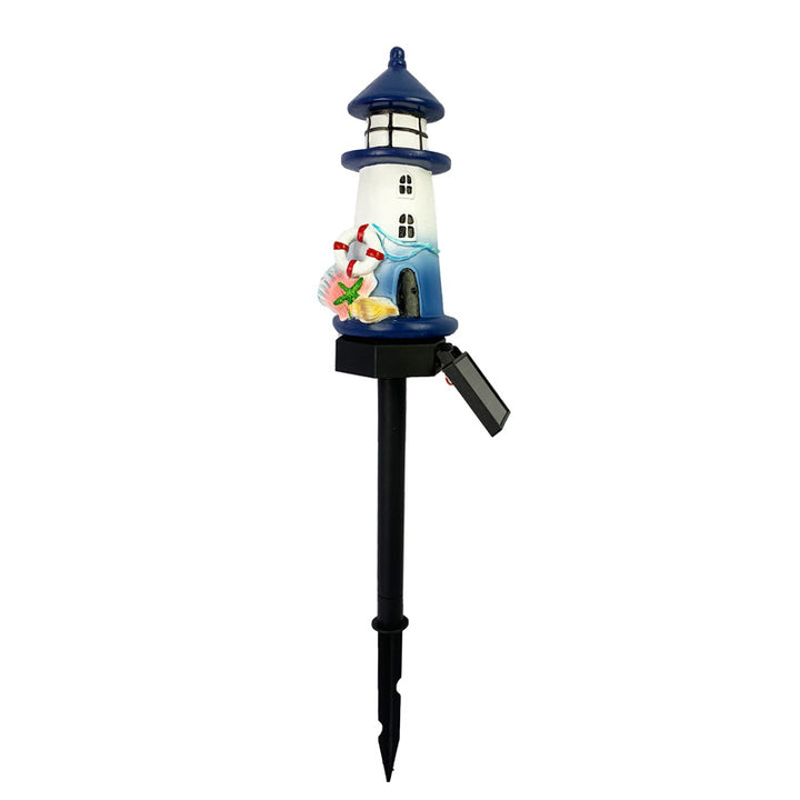 Solar-Powered Coastal Lighthouse Garden Stake Light With Warm LED Resin Lantern And Dusk-To-Dawn Sensor Bowlift