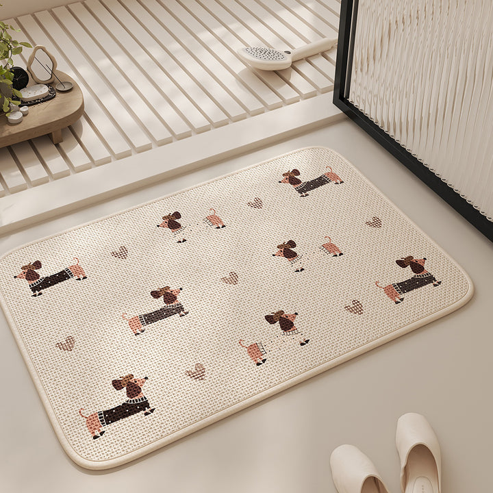 Playful Dachshund-Themed Bath Mat Bowlift