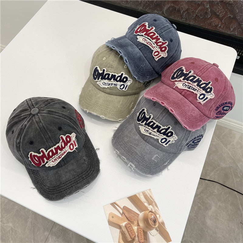 Men's Distressed Vintage-Inspired Baseball Cap Bowlift