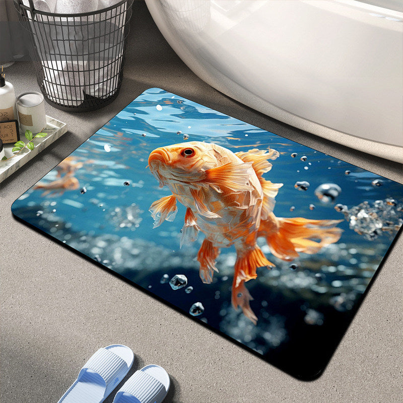 Floral Design Memory Foam Bath Mat Bowlift