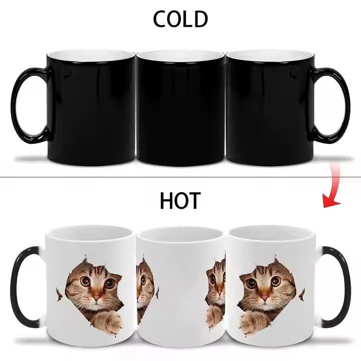 Personalized Heat-Activated Photo Ceramic Mug With Thermo-Chroma Sublimation Wrap And Ergonomic C-Handle