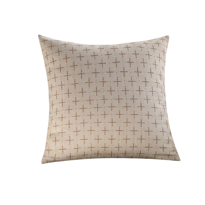 Square cushion cover in Scandinavian minimal style with woven cross pattern and natural linen look Bowlift