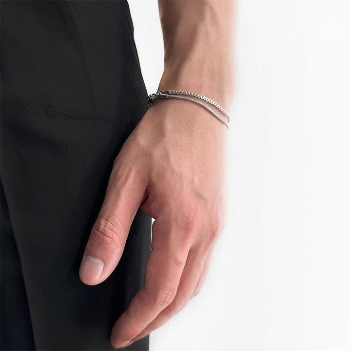 Sleek Double-Chain Stainless Steel Bracelet Bowlift