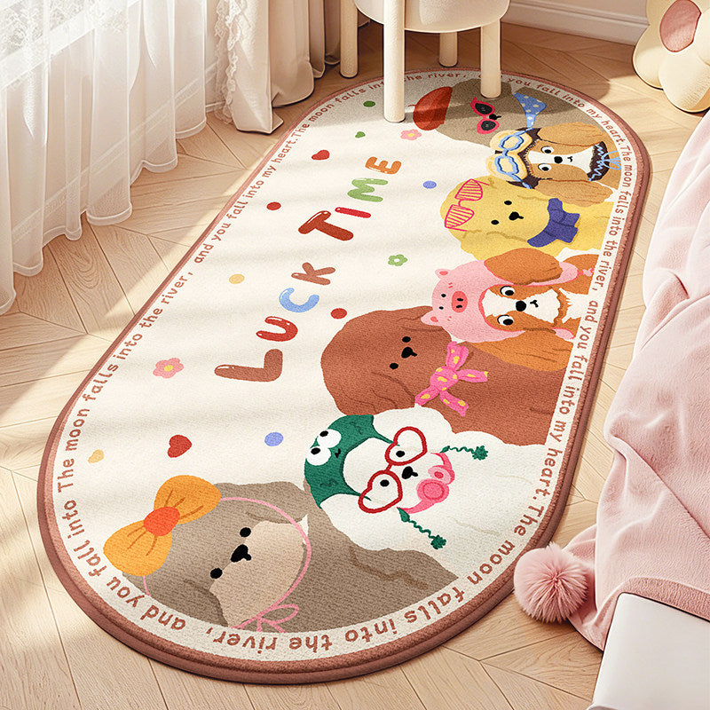 Children's Playful Animal Design Area Rug Bowlift