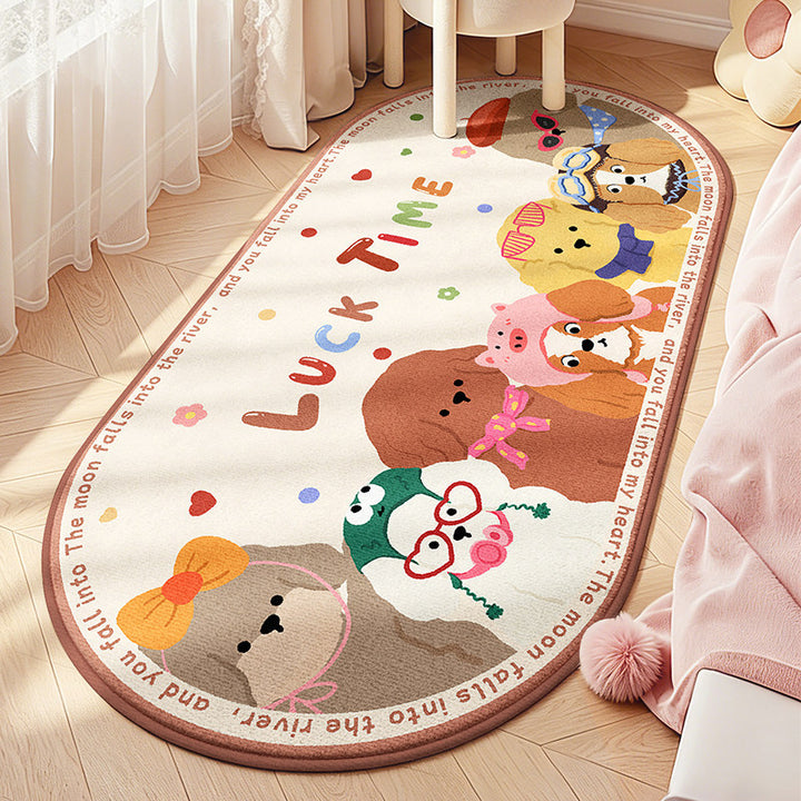 Children's Playful Animal Design Area Rug Bowlift