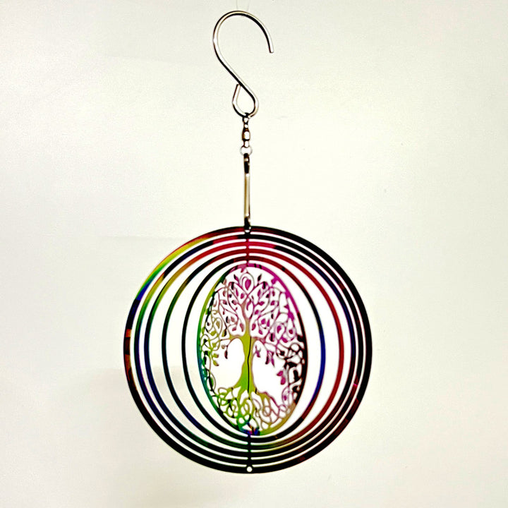 Iridescent Layered Heart Wind Spinner Hanging Suncatcher Bowlift