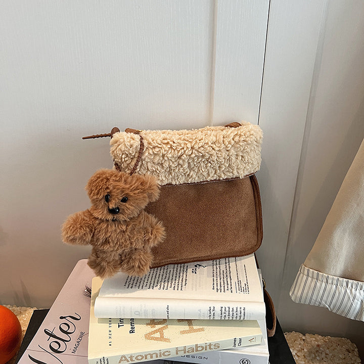 Chic Faux Fur Trim Crossbody Bag Bowlift