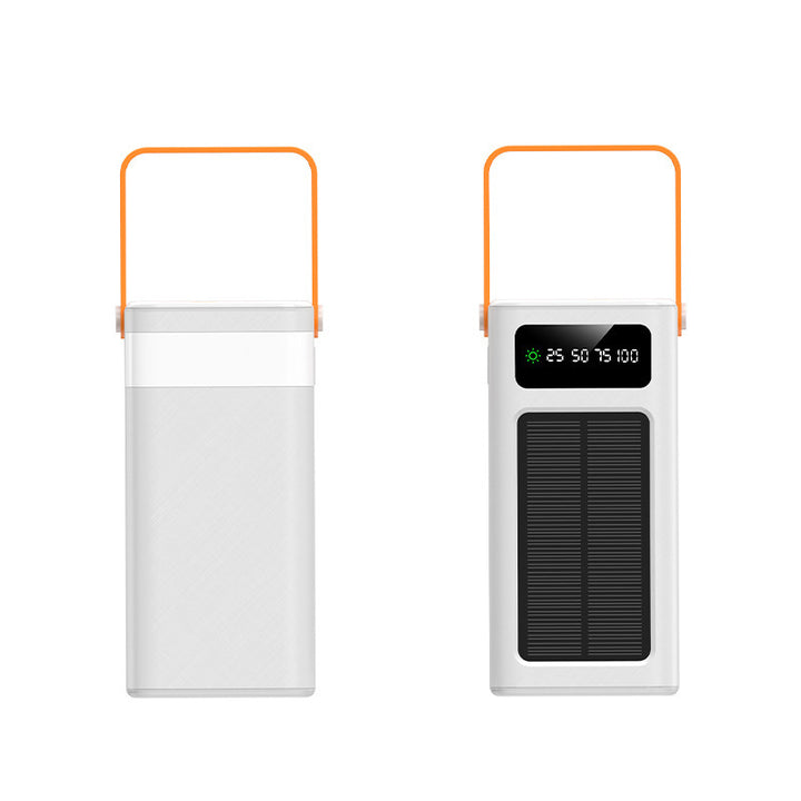 Portable solar-powered power bank with LCD display and ergonomic carrying handle Bowlift