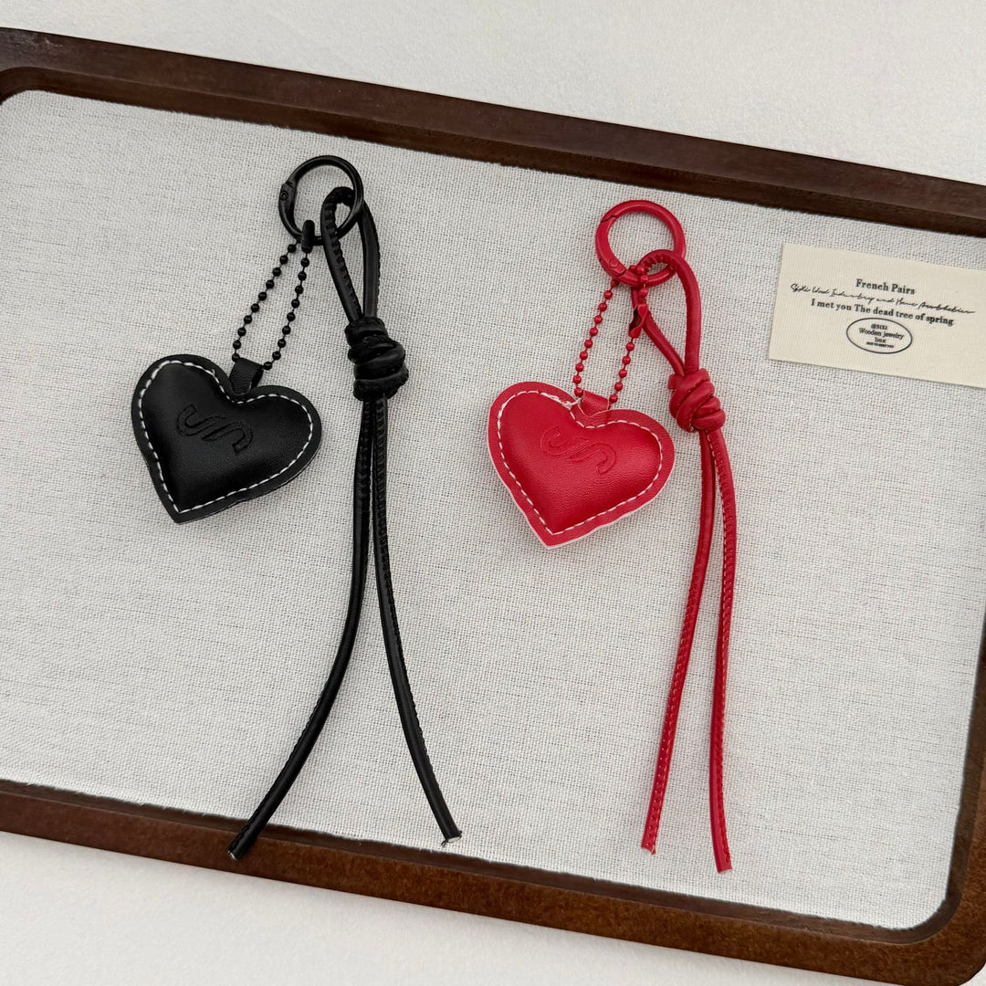 Leather Heart Charm Keychain Bowlift