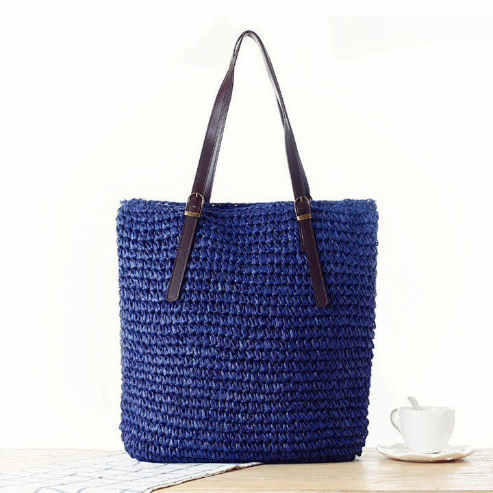 Braided Beach Bag with Sturdy Leather Handles Bowlift