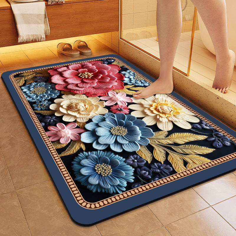 Floral Patterned Soft Bath Mat Bowlift