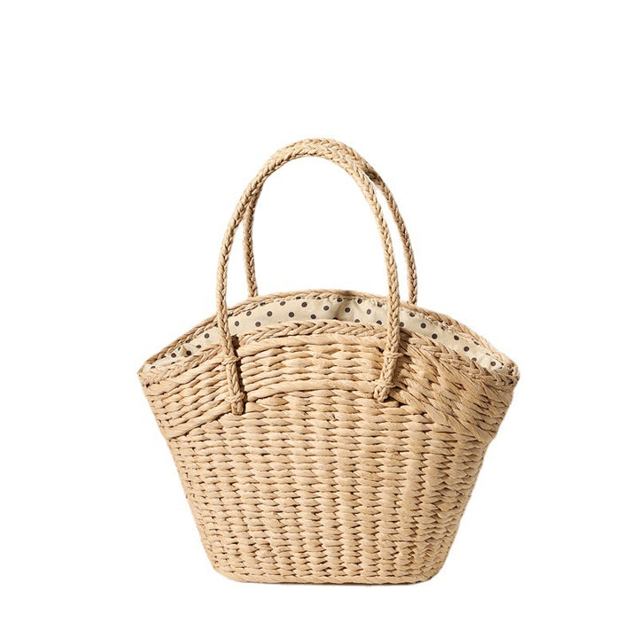 Braided beach bag with dotted inner pocket Bowlift