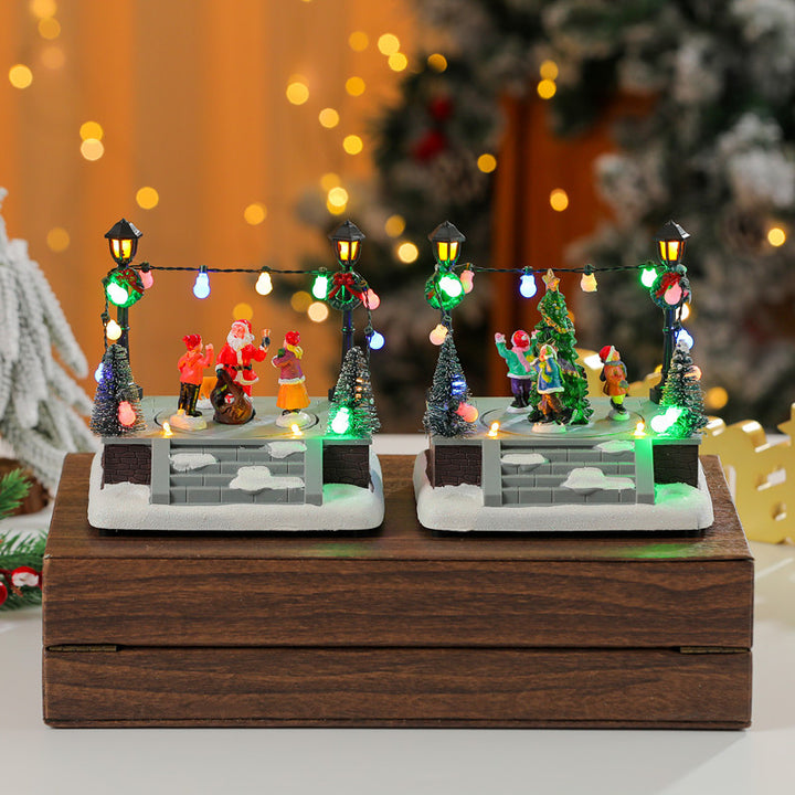 LED Illuminated Christmas Scene Figurine Bowlift