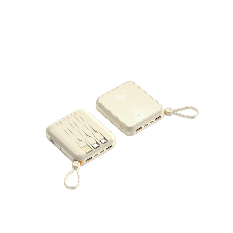Portable power bank with integrated charging cable and LED display Bowlift