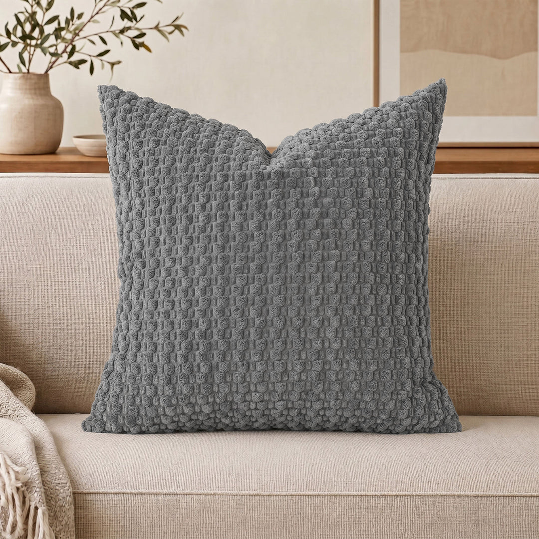Textured chenille waffle throw pillow with plush insert Bowlift