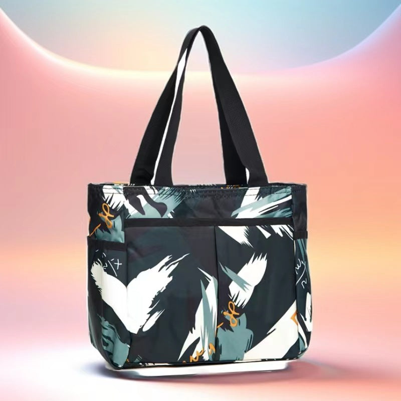 Stylish Striped Multi-Pocket Tote Bag Bowlift