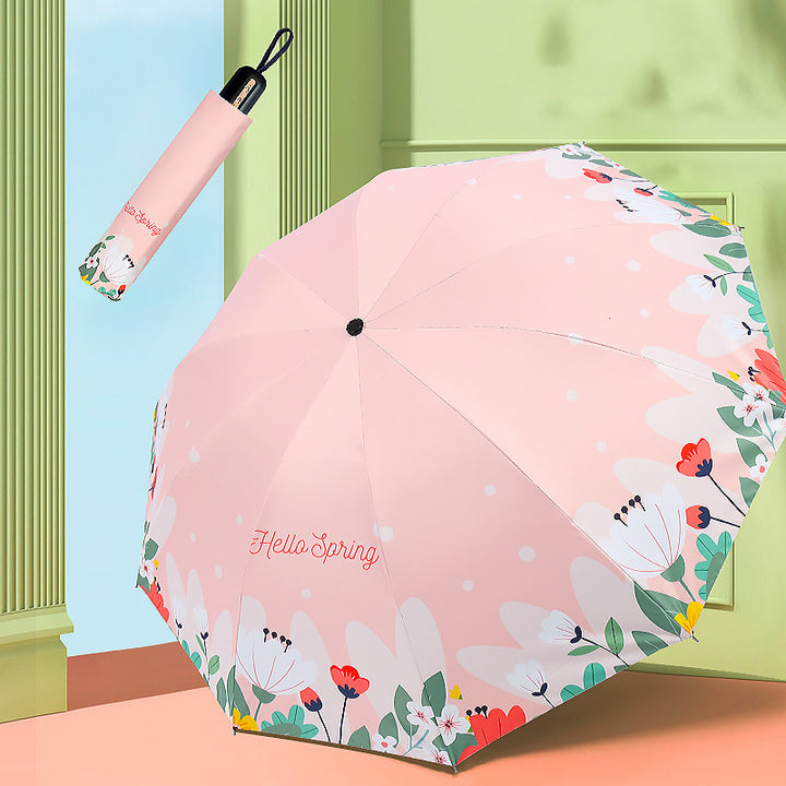 Women's Folding Umbrella with Floral Design Bowlift