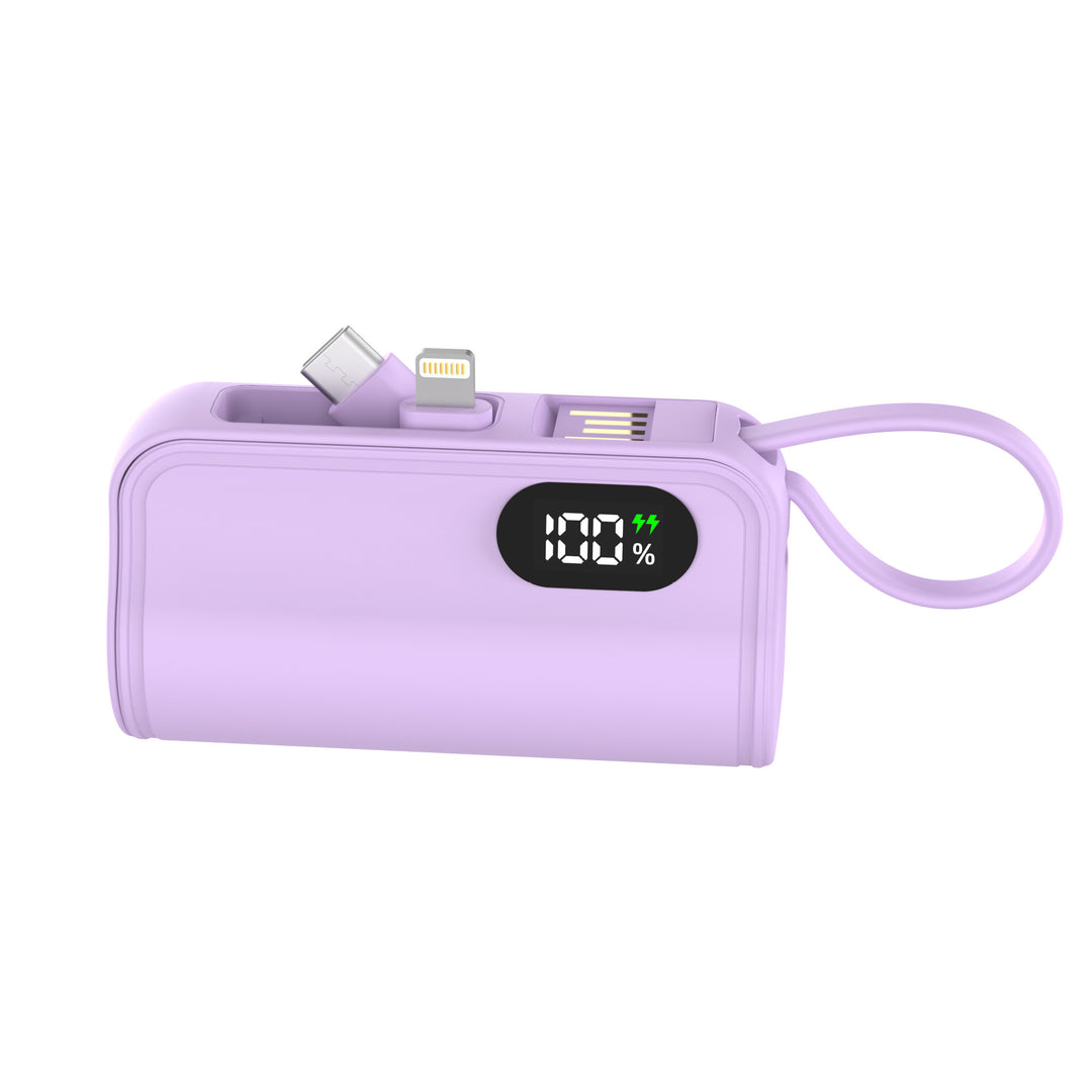 Power bank with integrated charging cable and digital display Bowlift
