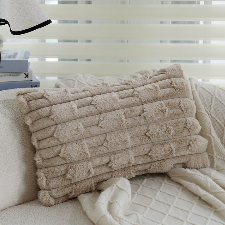 Square cushion cover Bowlift made of mottled tweed-boucle weaving with fine piping edge
