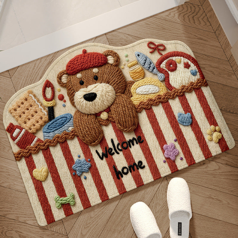 Playful Dog-Themed Welcome Mat Bowlift