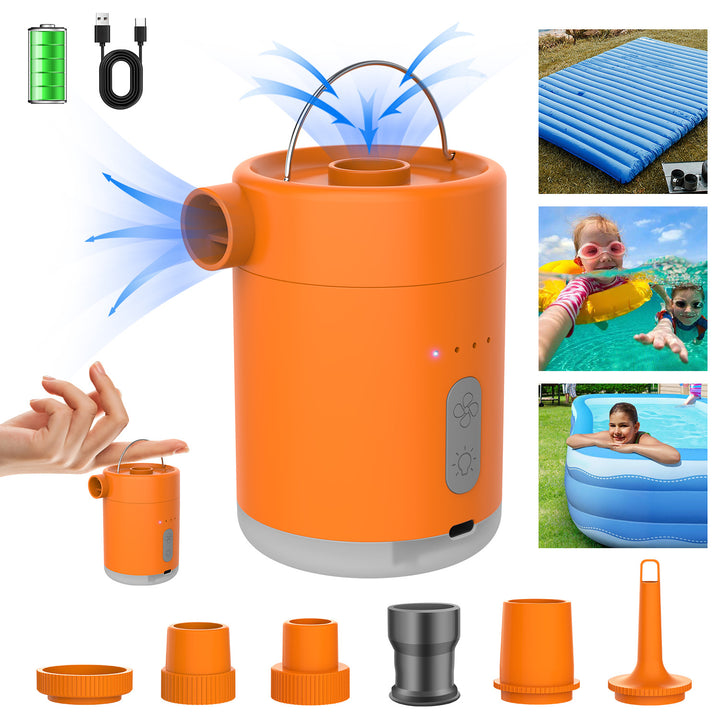 Portable Cordless Rechargeable Electric Air Pump With Multi-Nozzle Adapters Bowlift