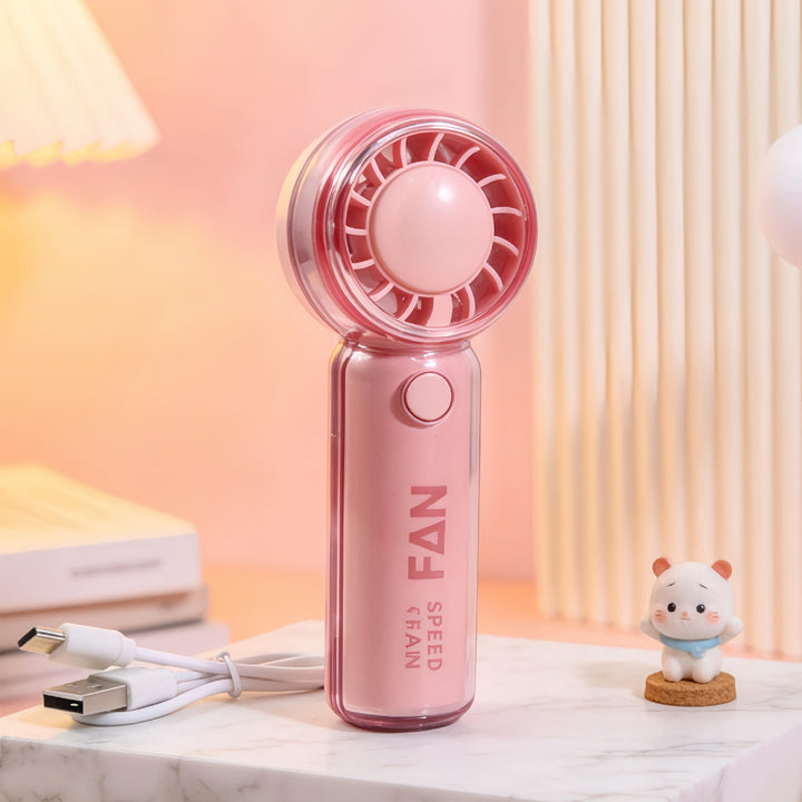 Ladies portable hand fan with playful bear design Bowlift