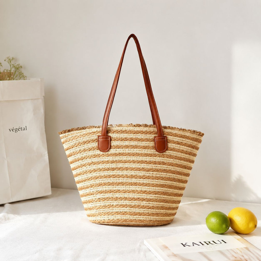 Elegant Bast shoulder bag with leather handles Bowlift