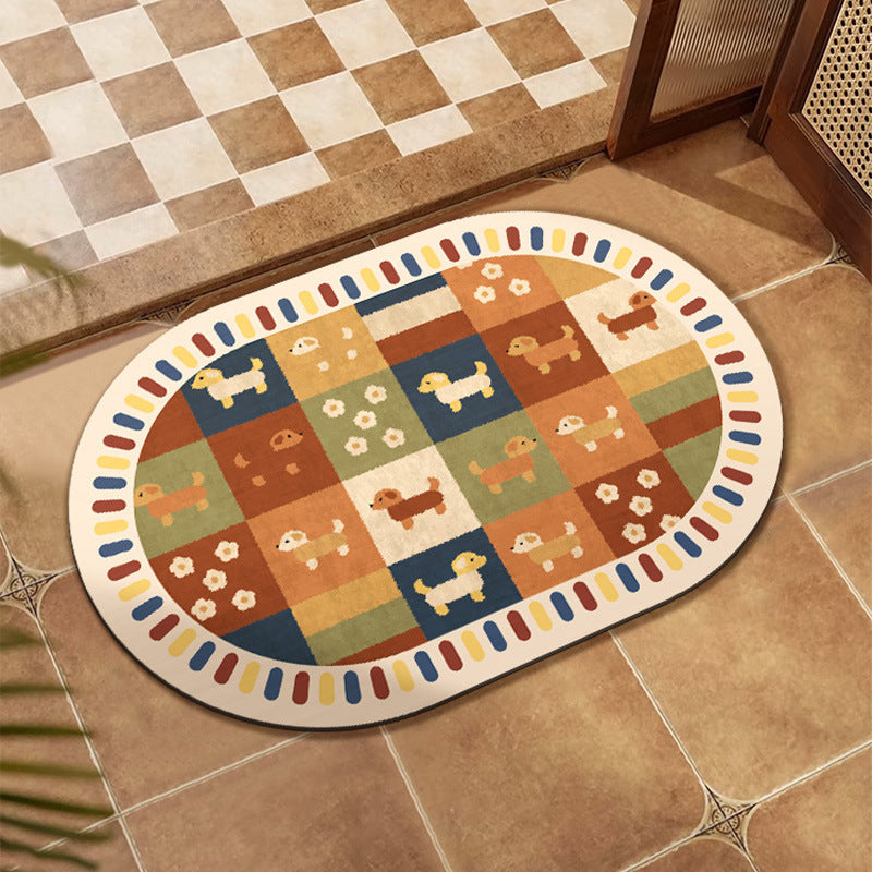 Colorful Patchwork Design Floor Mat Bowlift