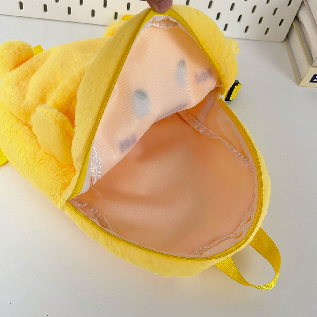 Plush Backpack with Cheerful Face Bowlift