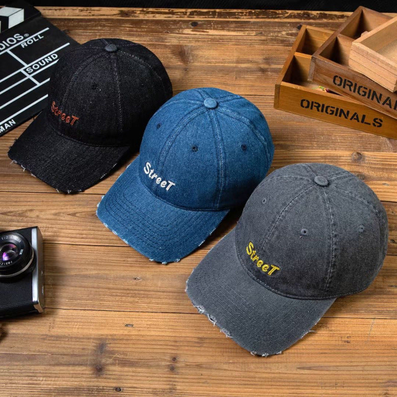 Women's Distressed Denim Baseball Cap Bowlift 1784084141