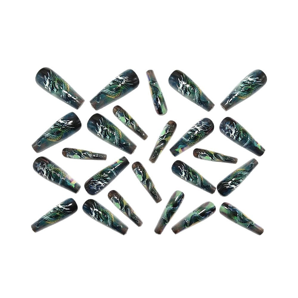 Artificial nails with 3D dragon design Bowlift
