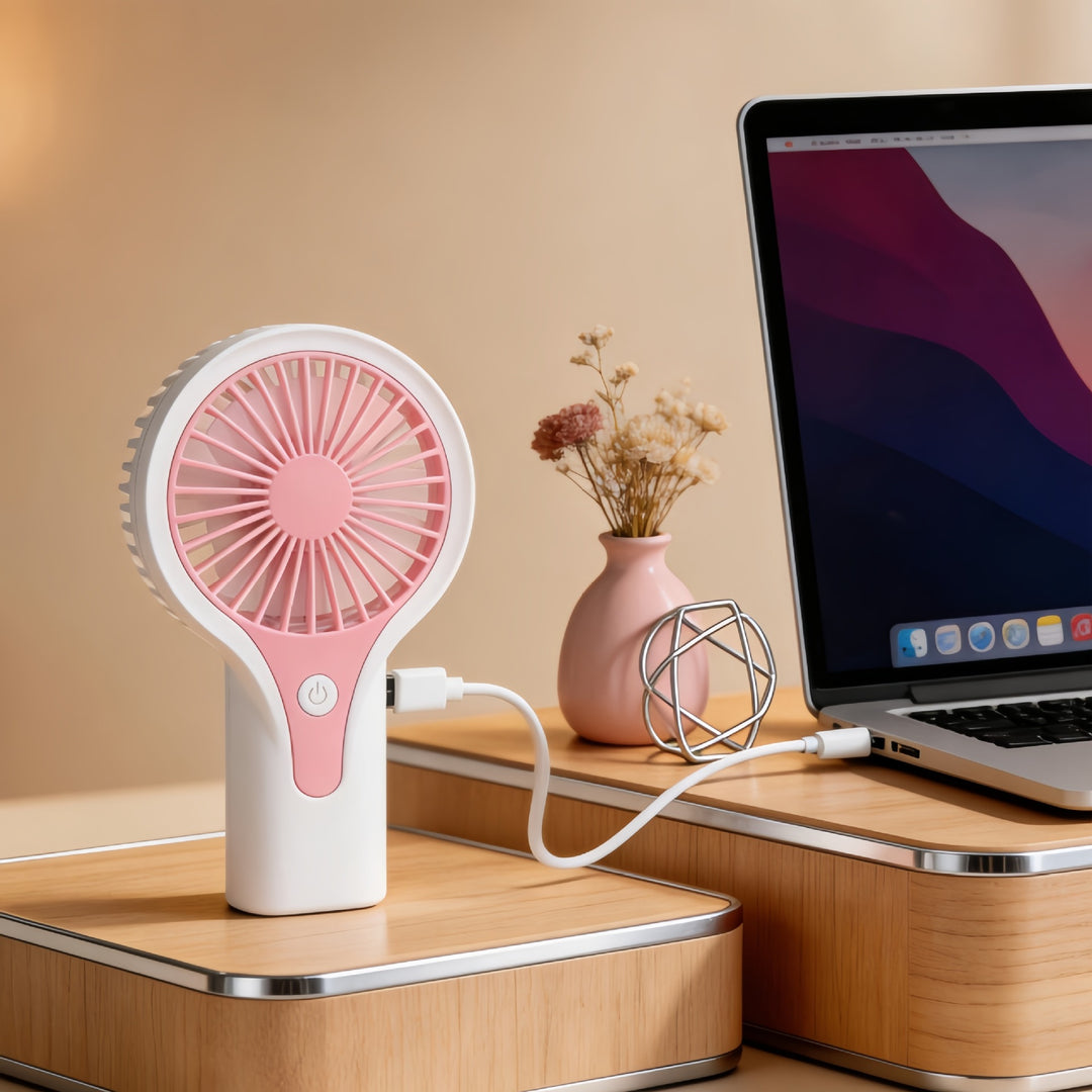 Portable USB Hand Fan with Ergonomic Handle and Variable Speed Control Bowlift