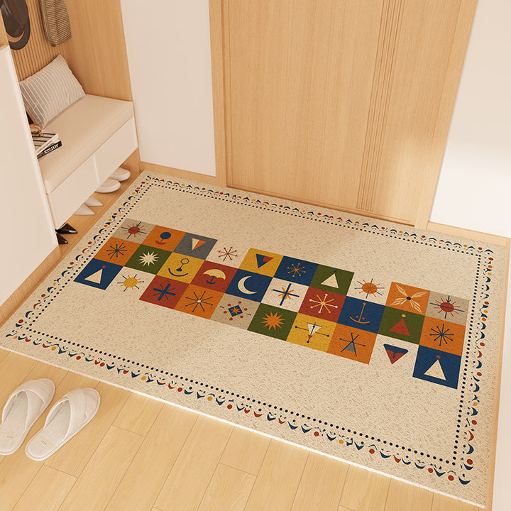 Playful Striped Dog Print Welcome Mat Bowlift
