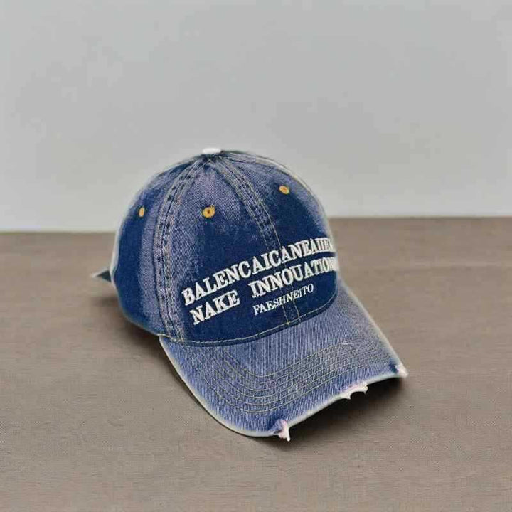 Unisex Vintage-Inspired Distressed Denim Baseball Cap Bowlift