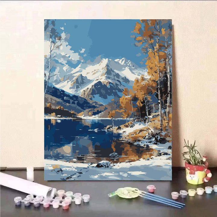 Scenic Mountain Lake Paint by Numbers Kit Bowlift