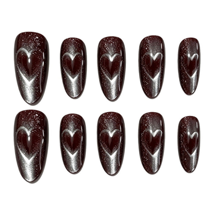 Heart-Designed Glamorous Press-On Nails Bowlift