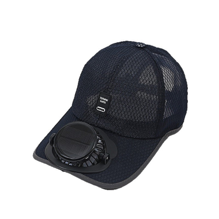 Sun protection cap with integrated solar fan Bowlift