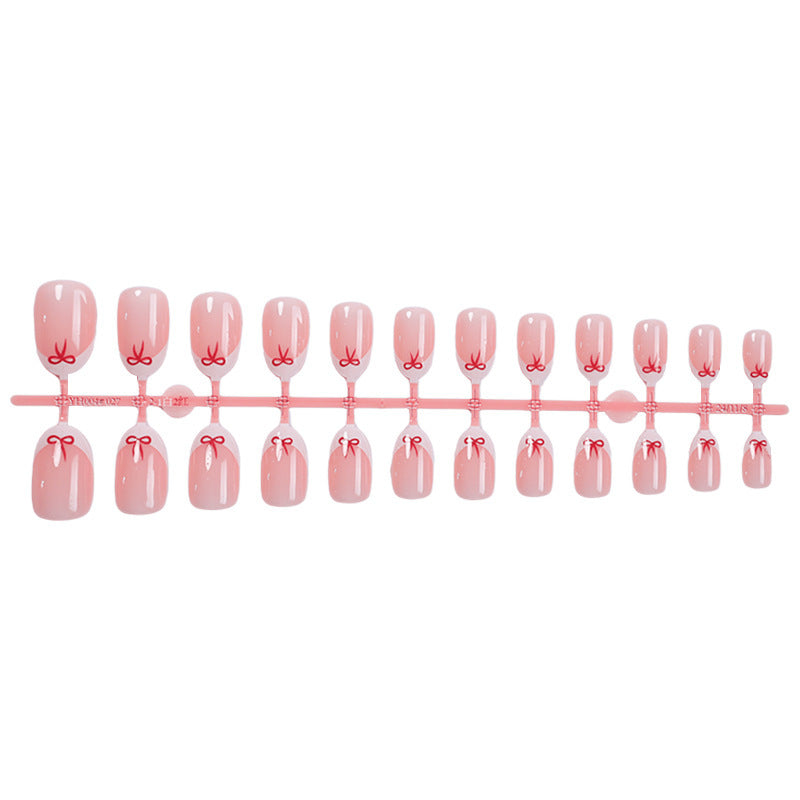 Elegant Artificial Nail Set with Delicate Bow Accents Bowlift