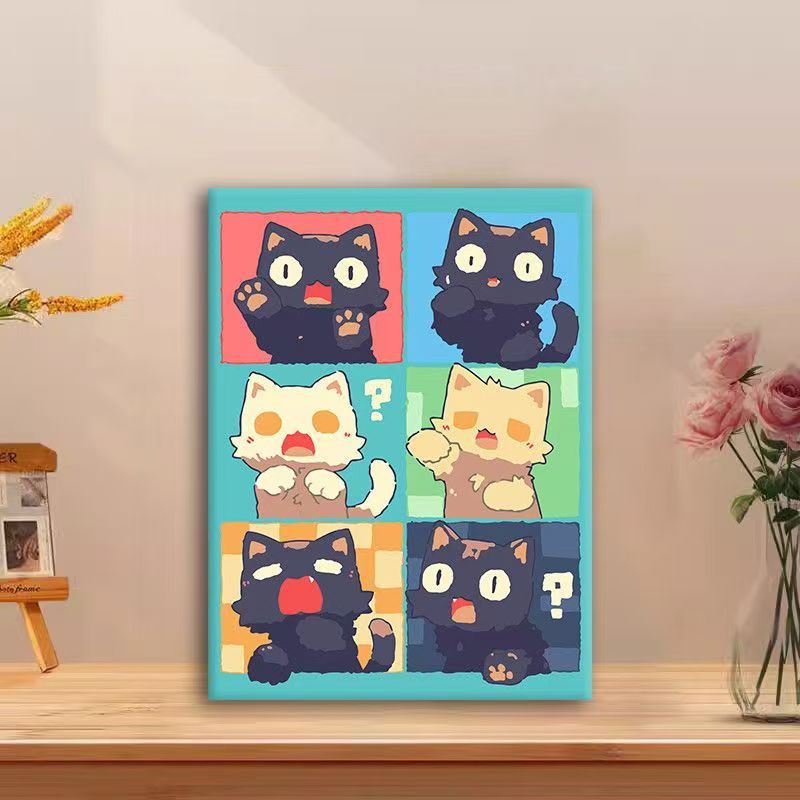 Playful Cat Comic Canvas Art Bowlift
